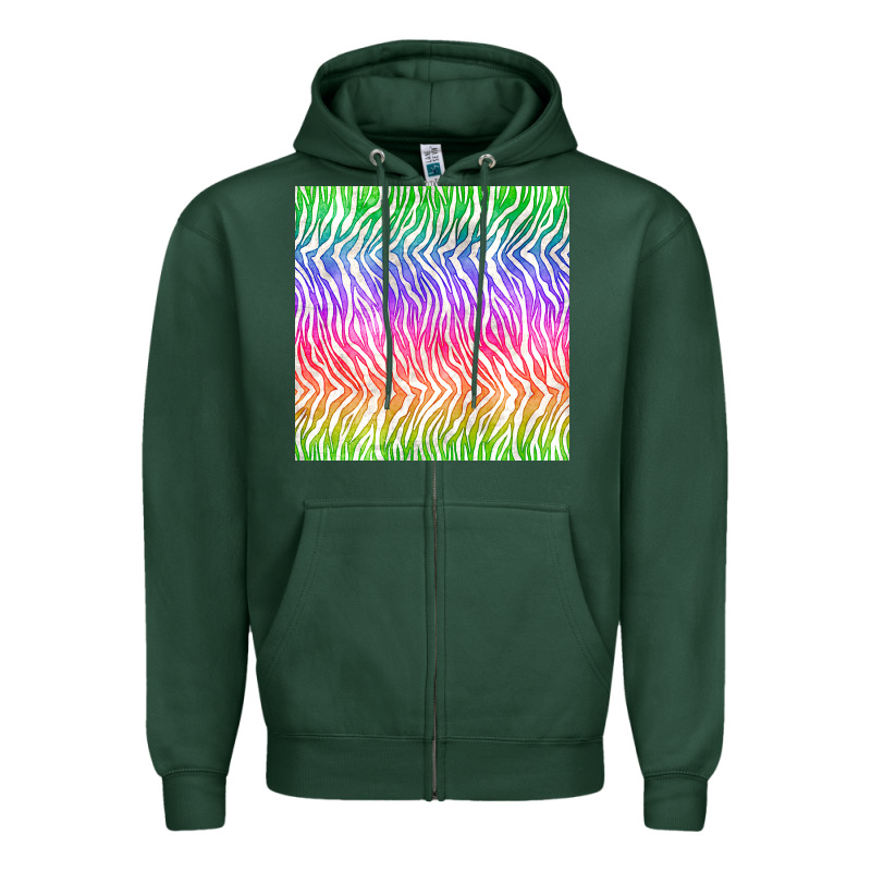 Watercolor Rainbow Tiger Seamless Pattern Zipper Hoodie by BundleAndBundleShop | Teevron