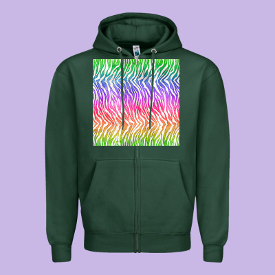 Watercolor Rainbow Tiger Seamless Pattern Zipper Hoodie Designed By Bundleandbundleshop