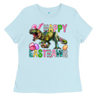 Baby Blue Happy Eastrawr Easter Ladies Tee - BundleAndBundleShop