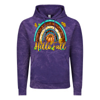 Cloud Purple Hello Fall with Rainbow Vintage Hoodie - texasbilliewilder