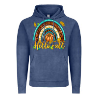 Vintage Denim Hello Fall with Rainbow Vintage Hoodie - texasbilliewilder