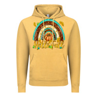 Vintage Mustard Hello Fall with Rainbow Vintage Hoodie - texasbilliewilder