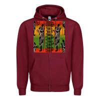 Burgundy african silhouette seamless pattern Zipper Hoodie - BundleAndBundleShop