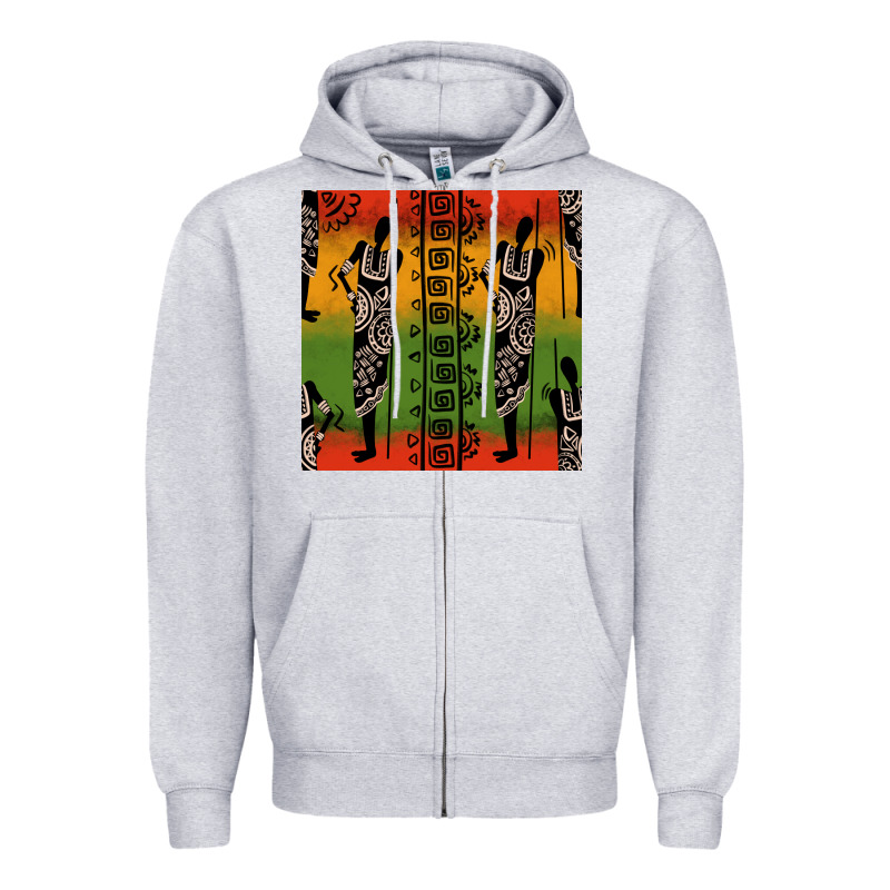 African Silhouette Seamless Pattern Zipper Hoodie by BundleAndBundleShop | Teevron