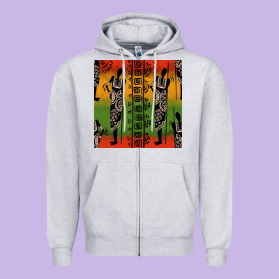African Silhouette Seamless Pattern Zipper Hoodie Designed By Bundleandbundleshop