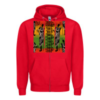 Red african silhouette seamless pattern Zipper Hoodie - BundleAndBundleShop