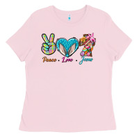 Bubblegum Pink Peace Love Easter Jesus Ladies Tee - BundleAndBundleShop