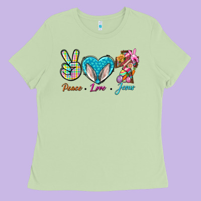 Peace Love Easter Jesus Ladies Tee Designed By Bundleandbundleshop