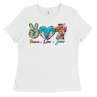 White Peace Love Easter Jesus Ladies Tee - BundleAndBundleShop