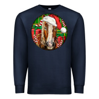 Navy Belgian Horse  Christmas Premium Sweatshirt - LillyAllenDesigns