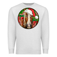 Oatmeal Heather Belgian Horse  Christmas Premium Sweatshirt - LillyAllenDesigns