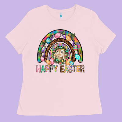 Happy Easter Rainbow Ladies Tee Designed By Bundleandbundleshop