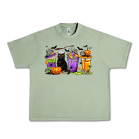 Oil Green Halloween Cat Coffee Cups Urban Heavy Tee - texasbilliewilder