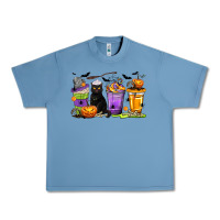 Pebble Blue Halloween Cat Coffee Cups Urban Heavy Tee - texasbilliewilder
