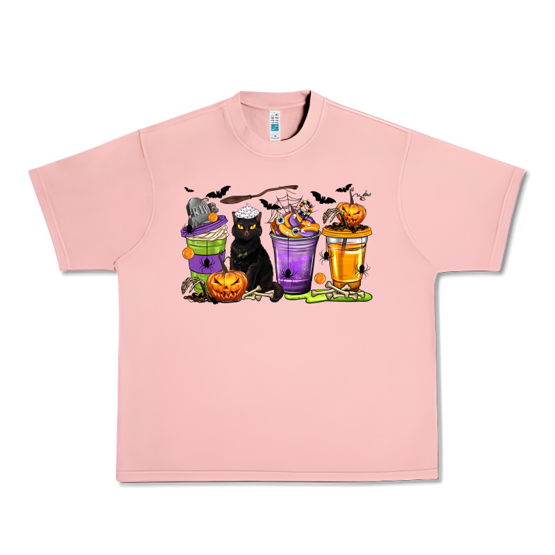 Halloween Cat Coffee Cups Urban Heavy Tee by texasbilliewilder | Teevron