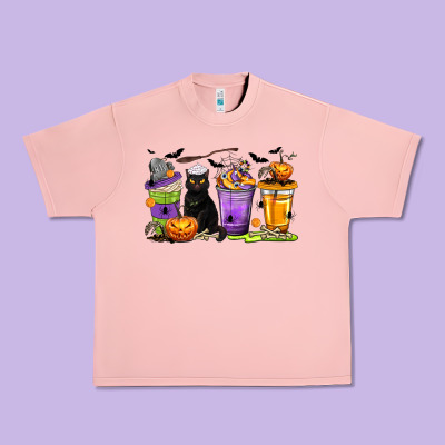 Halloween Cat Coffee Cups Urban Heavy Tee Designed By Texasbilliewilder