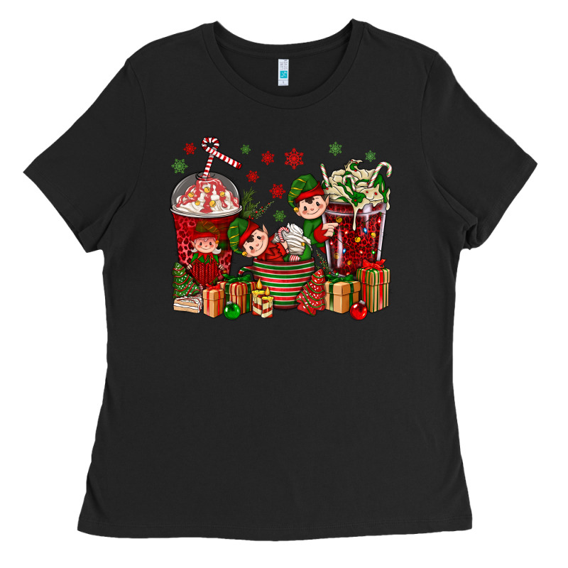 Elf Coffee Cups Christmas Ladies Tee by BundleAndBundleShop | Teevron