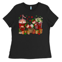 Black Elf Coffee Cups Christmas Ladies Tee - BundleAndBundleShop
