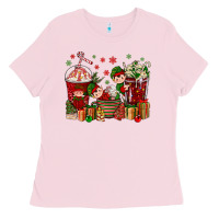 Bubblegum Pink Elf Coffee Cups Christmas Ladies Tee - BundleAndBundleShop