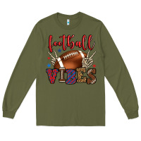 Army Green Football vibes red and blue Long Sleeve Tee - HowdyJamesFarm