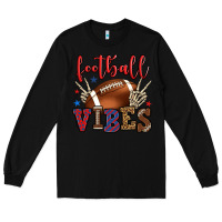 Black Football vibes red and blue Long Sleeve Tee - HowdyJamesFarm