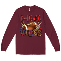 Burgundy Football vibes red and blue Long Sleeve Tee - HowdyJamesFarm