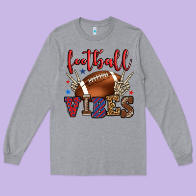 Football Vibes Red And Blue Long Sleeve Tee Designed By Howdyjamesfarm