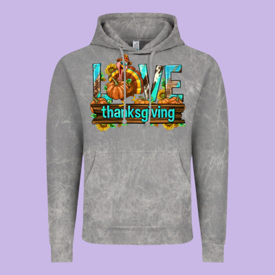 Love Thanksgiving With Turkey Vintage Hoodie Designed By Texasbilliewilder