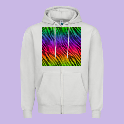 Colorful Zebra Seamless Pattern Zipper Hoodie Designed By Bundleandbundleshop