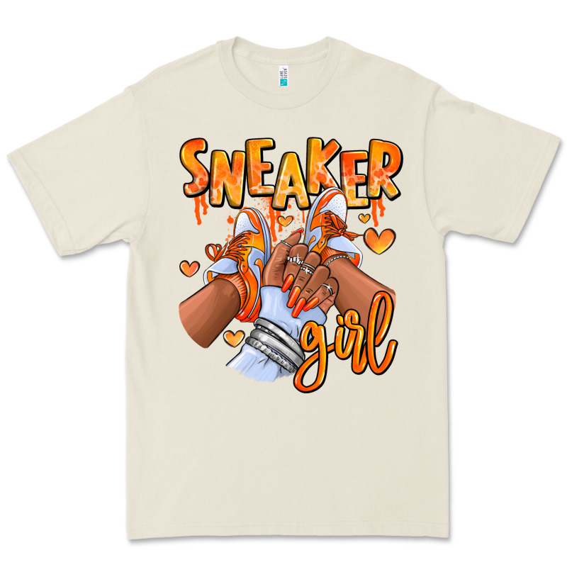 Orange Galaxy Sneaker Girl Afro Woman Premium Tee by RanaPortraitStore | Teevron