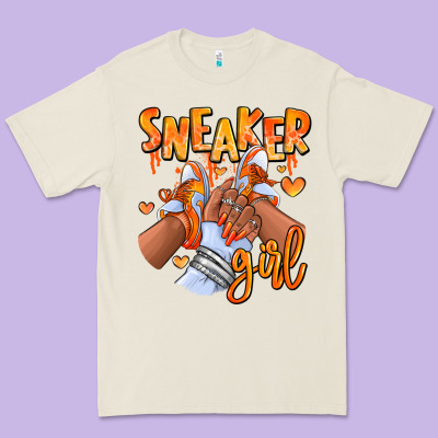 Orange Galaxy Sneaker Girl Afro Woman Premium Tee Designed By Ranaportraitstore