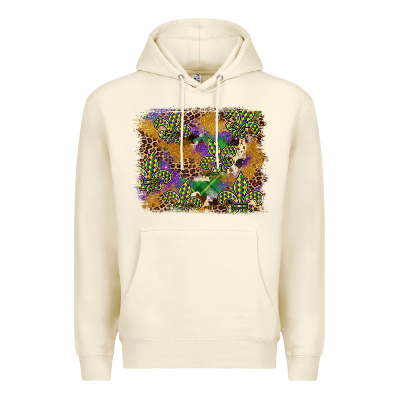Mardi Gras Plaid Purple Glitter Cowhide  Leopard Premium Hoodie by FaDigitalArtStudio | Teevron