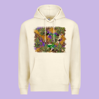 Mardi Gras Plaid Purple Glitter Cowhide  Leopard Premium Hoodie Designed By Fadigitalartstudio