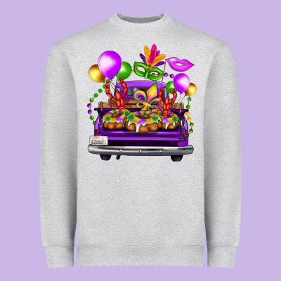 Mardi Gras Farm Truck Back View Heavyweight Sweatshirt Designed By Fadigitalartstudio