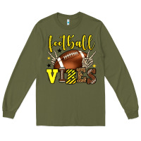 Army Green Football vibes yellow and black team color Long Sleeve Tee - HowdyJamesFarm
