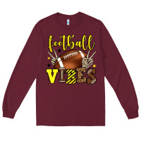 Burgundy Football vibes yellow and black team color Long Sleeve Tee - HowdyJamesFarm
