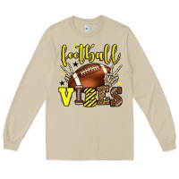 Football Vibes Yellow And Black Team Color Long Sleeve Tee | Teevron