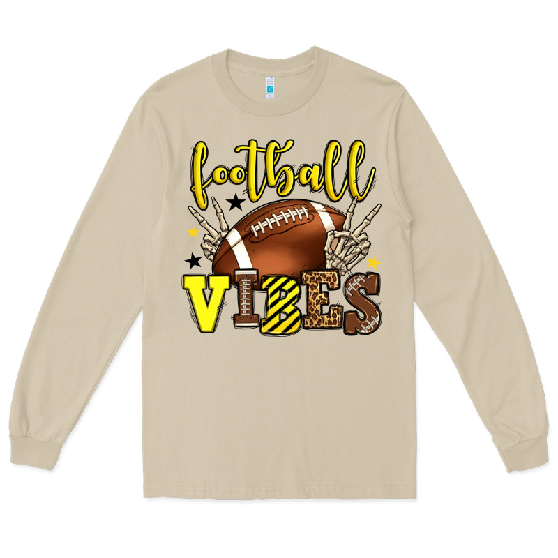 Football Vibes Yellow And Black Team Color Long Sleeve Tee by HowdyJamesFarm | Teevron