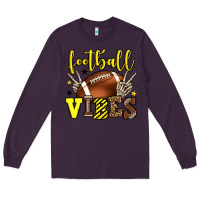 Plum Football vibes yellow and black team color Long Sleeve Tee - HowdyJamesFarm