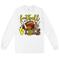 White Football vibes yellow and black team color Long Sleeve Tee - HowdyJamesFarm