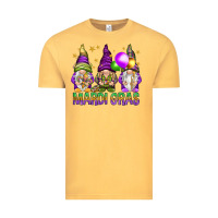 Vintage Mustard Mardi Gras crew with gnomes Vintage Tee - NancyCooperArtShop