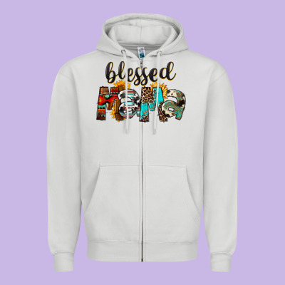 Blessed Mama Zipper Hoodie Designed By Fadigitalartstudio