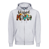 Heather Grey Blessed Mama Zipper Hoodie - FaDigitalArtStudio