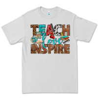 Dove Grey Teach Love Inspire With Leopard Premium Tee - BundleAndBundleShop