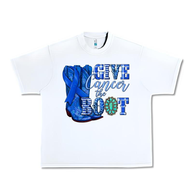 Give Cancer The Boot Colon Cancer Blue Ribbon Nca Urban Heavy Tee by NancyCooperArtShop | Teevron