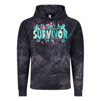 Cloud Black I am a survivor teal ribbon Ovarian Cancer Vintage Hoodie - NancyCooperArtShop