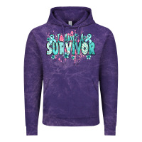 Cloud Purple I am a survivor teal ribbon Ovarian Cancer Vintage Hoodie - NancyCooperArtShop