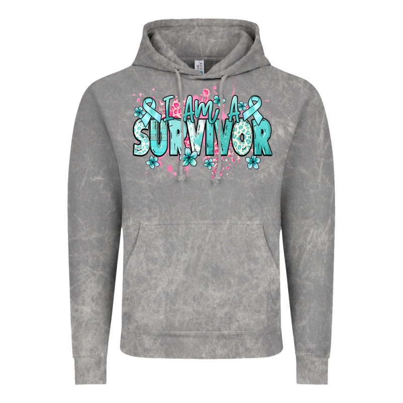 I Am A Survivor Teal Ribbon Ovarian Cancer Vintage Hoodie by NancyCooperArtShop | Teevron
