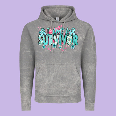 I Am A Survivor Teal Ribbon Ovarian Cancer Vintage Hoodie Designed By Nancycooperartshop