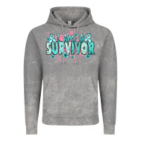 Cloud Rock I am a survivor teal ribbon Ovarian Cancer Vintage Hoodie - NancyCooperArtShop